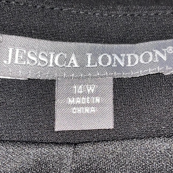 JESSICA LONDON BLACK LONG BUTTERFLY SLEEVE FULL ZIP BLOUSE SIZE 14W - Picture 3 of 4